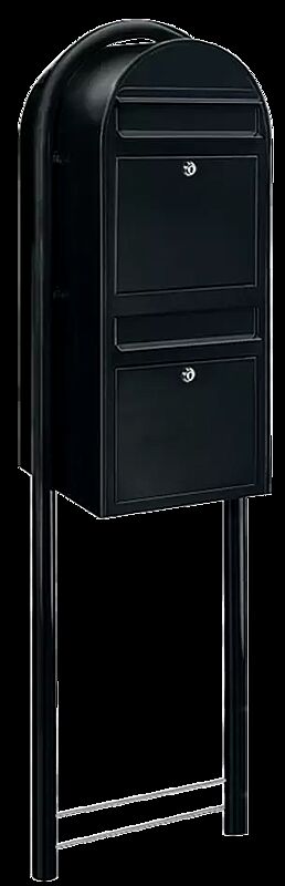Briefkasten BOBI DUO mit Bogenständer, in tiefschwarz ähnlich RAL 9005