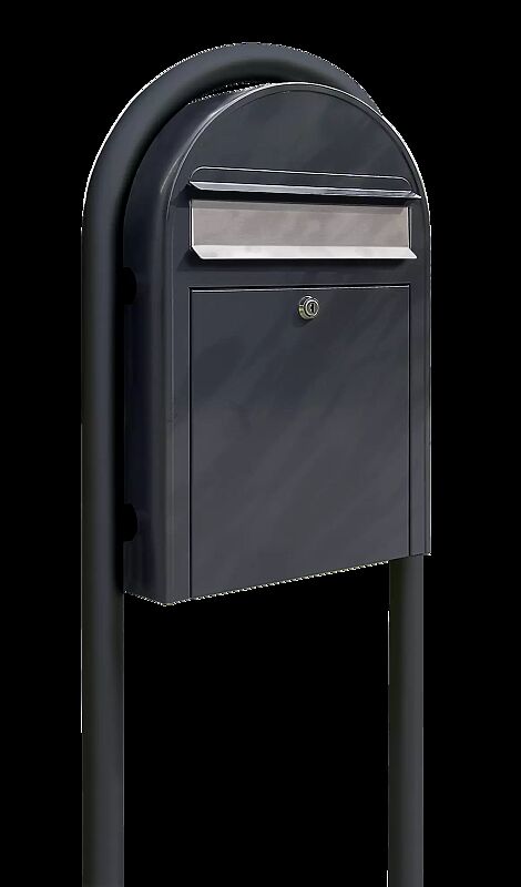 Briefkasten BOBI CLASSIC mit Bogenständer BOBI ROUND, in RAL 7016 anthrazitgrau