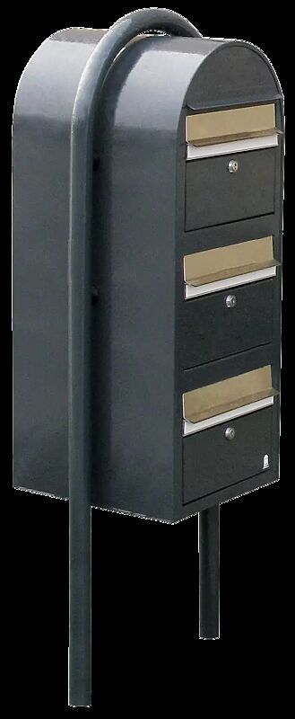 Briefkasten BOBI TRIO aus Stahl, in RAL 7016 anthrazitgrau