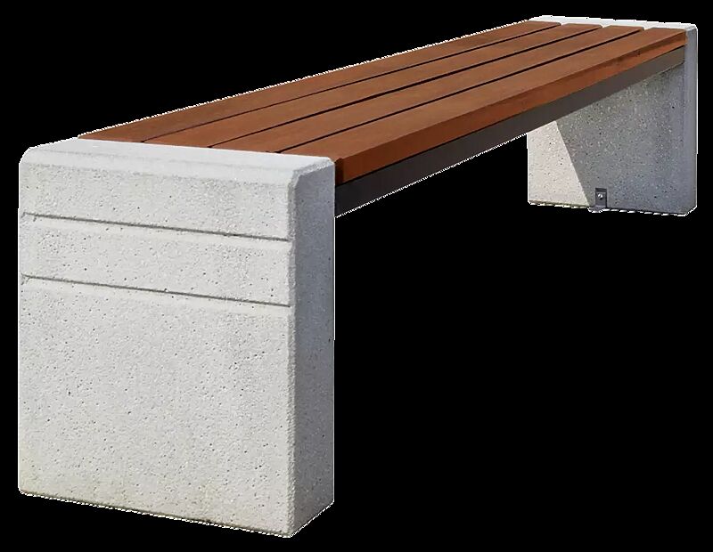 Sitzbank BRNO ohne Rückenlehne, Stahlteile in RAL 7021 schwarzgrau, Beton sandgestrahlt