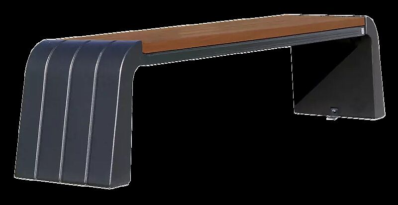 Sitzbank VEGA ohne Rückenlehne, Stahlteile in RAL 7021 schwarzgrau, Beton beschichtet in Farbe graphit