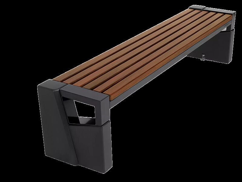 Sitzbank INTAL ohne Rückenlehne, Stahlteile in RAL 7021 schwarzgrau, Beton beschichtet in graphit