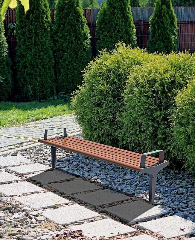 Sitzbank FLOWING ohne Rückenlehne, mit Armlehnen