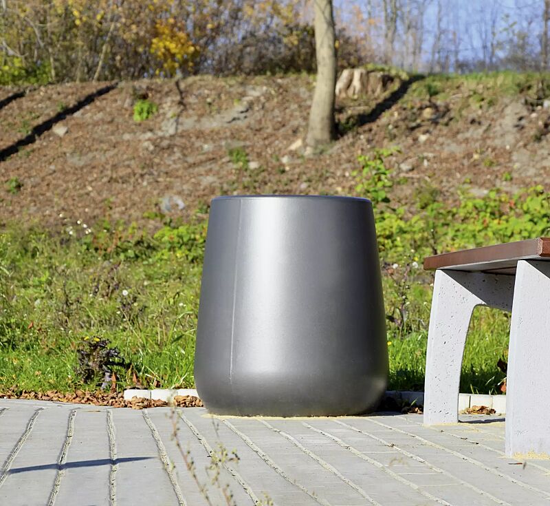 Abfallbehälter KOBE aus Beton, beschichtet in grau
