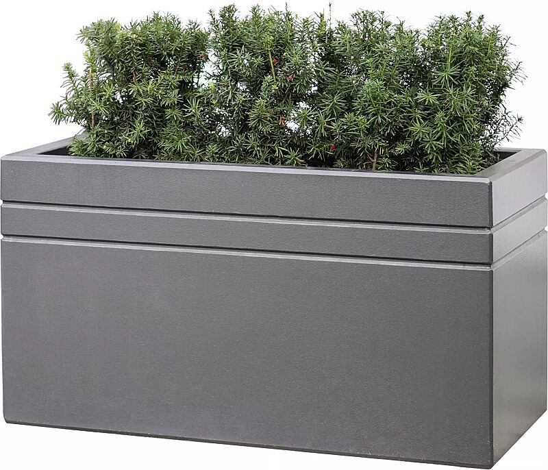 Pflanzbehälter BRNO, rechteckig, Beton beschichtet in graphit