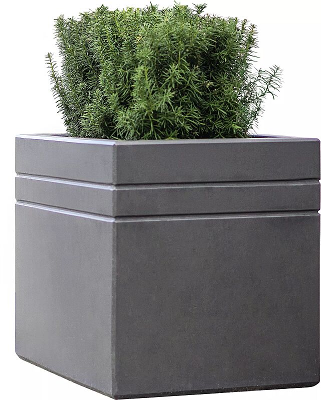Pflanzbehälter BRNO, quadratisch, Beton beschichtet in graphit