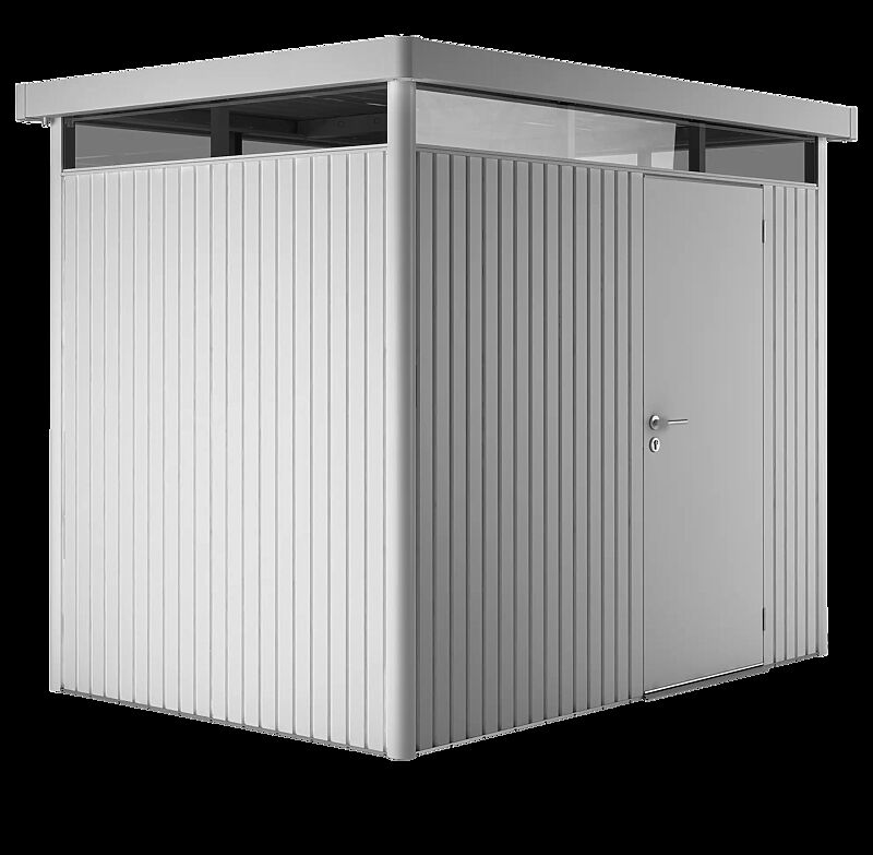 Gerätehaus HighLine®, Modell 2 in silber-metallic, mit Einflügeltür