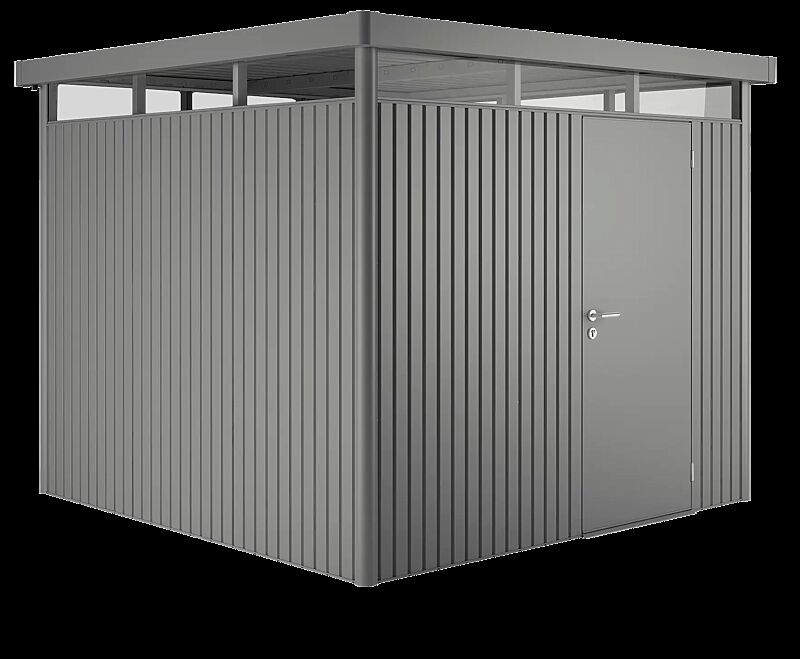 Gerätehaus HighLine®, Modell 4 in quarzgrau-metallic, mit Einflügeltür