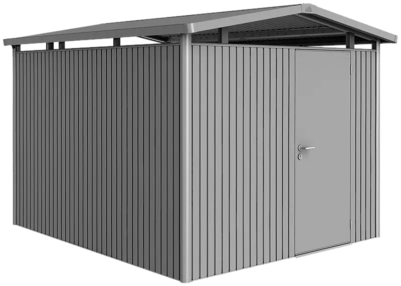 Gerätehaus PANORAMA®, Modell 5 in quarzgrau-metallic, mit Einflügeltür