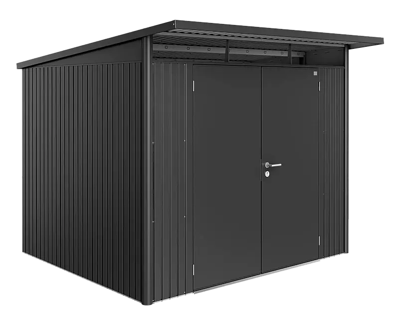 Gerätehaus AVANTGARDE®, Größe 6, in dunkelgrau-metallic, mit Doppelflügeltür