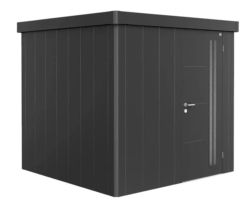 Gerätehaus NEO, Modell 2B, in dunkelgrau-metallic, mit Einflügeltür