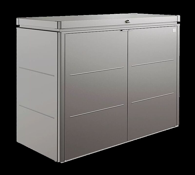 Müllbehälterschrank HIGHBOARD, Modell 160, für 3 x 120 Liter Liter Mülltonnen in quarzgrau-metallic