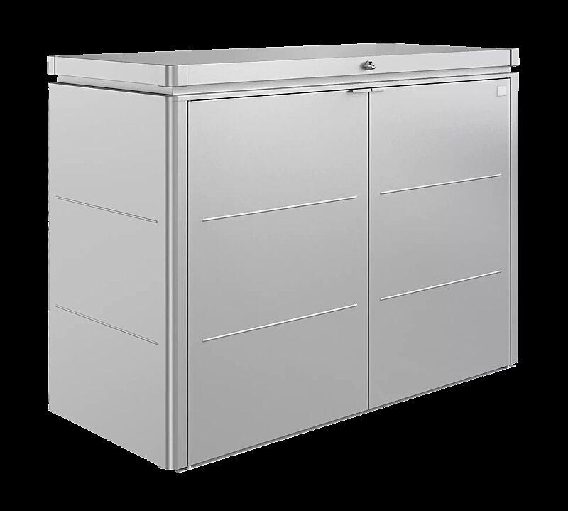 Müllbehälterschrank HIGHBOARD, Modell 160, für 3 x 120 Liter Mülltonnen in silber-metallic