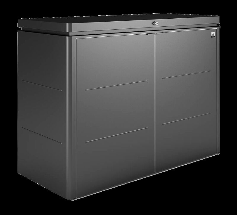 Müllbehälterschrank HIGHBOARD, Modell 160, für 3 x 120 Liter Mülltonnen in dunkelgrau-metallic