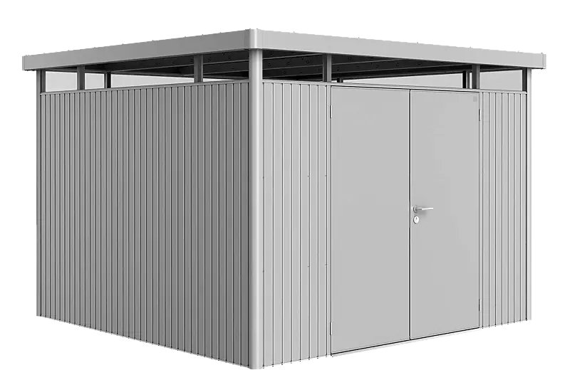 Gerätehaus HighLine®, Modell H6 in silber-metallic, mit Doppelflügeltür