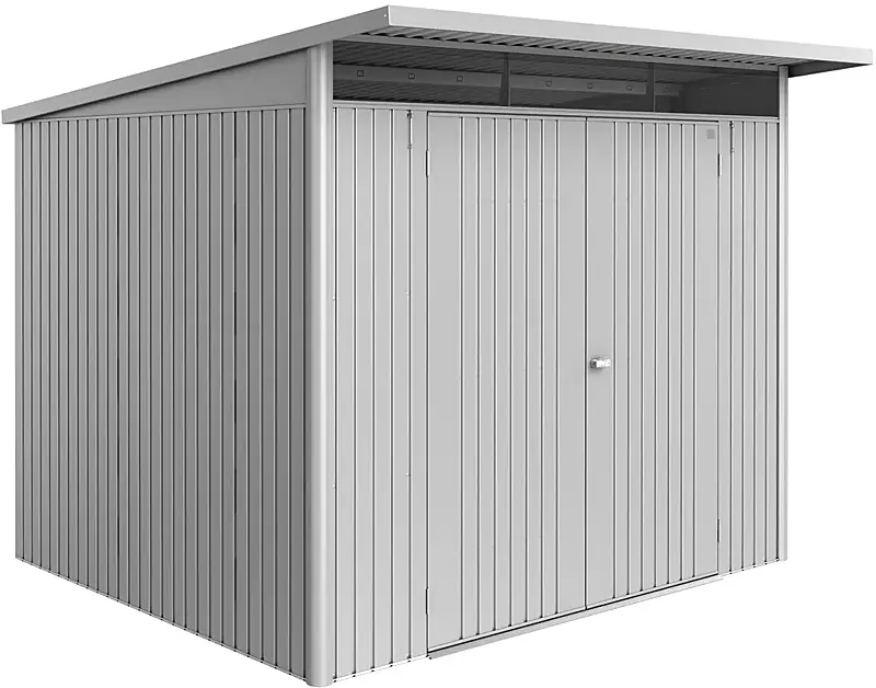 Gerätehaus AVANTGARDE®ECO, Größe A6, in silber-metallic, mit Doppelflügeltür