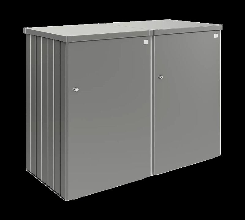 Müllbehälter-Doppelschrank ALEX®, bestehend aus 2 Einzelschränken inkl. einem Verbindungselement, in quarzgrau-metallic