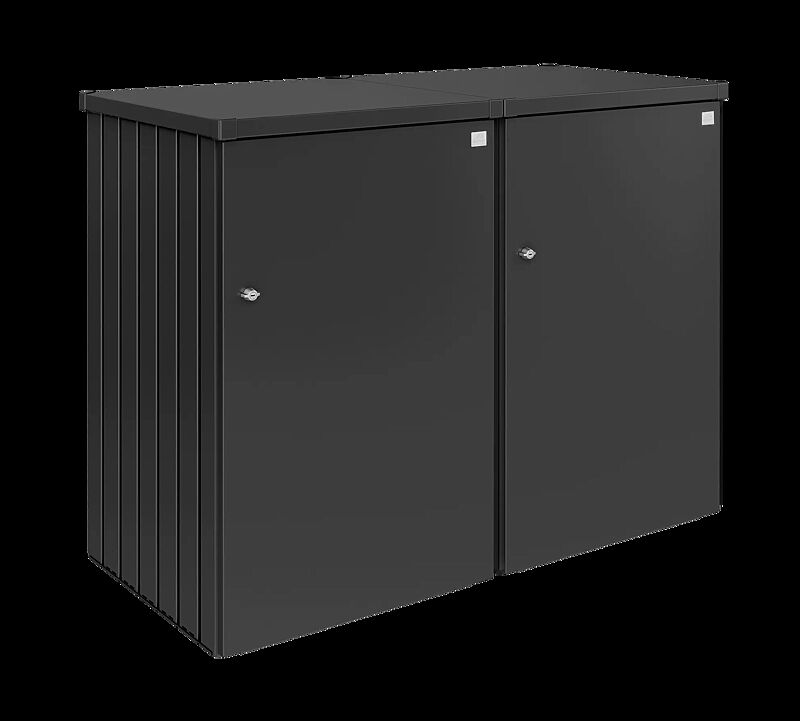 Müllbehälter-Doppelschrank ALEX®, bestehend aus 2 Einzelschränken inkl. einem Verbindungselement, in dunkelgrau-metallic