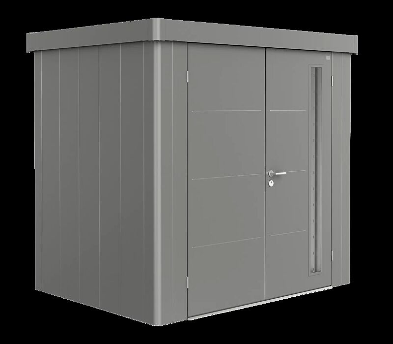 Gerätehaus NEO, Modell 1B , in quarzgrau-metallic, mit Doppelflügeltür