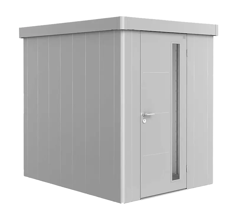 Gerätehaus NEO, Modell 2A, in silber-metallic, mit Einflügeltür