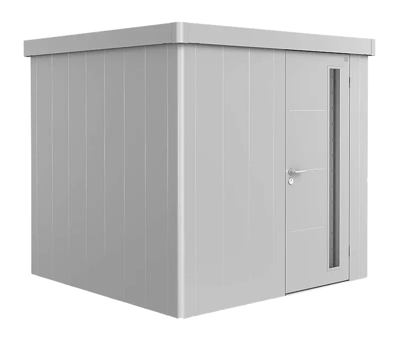 Gerätehaus NEO mit Einflügeltür, in silber-metallic