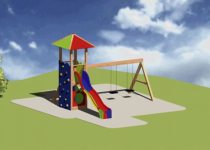 Spielturmkombination RAPUNZEL mit farbigem Spitzdach (Standardausführung)