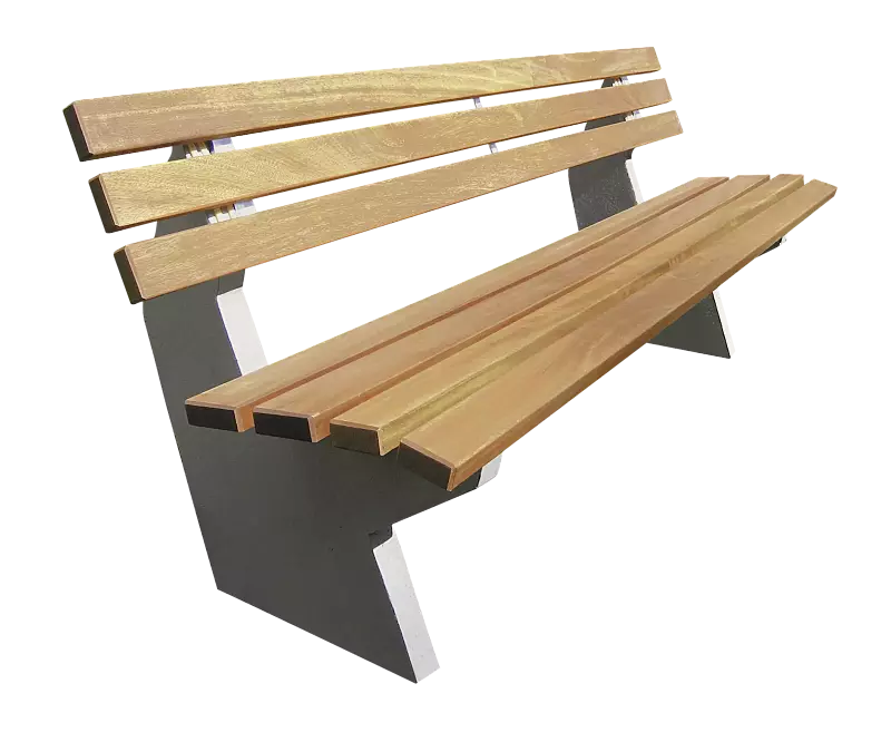 Sitzbank SICILIA mit Rückenlehne, mit Kambalaholzbelattung, lasiert