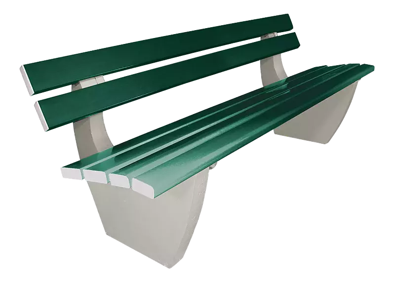Sitzbank GENOVA, Belattung mit PVC-Leisten, mit Stahleinlage, in RAL 6005 moosgrün