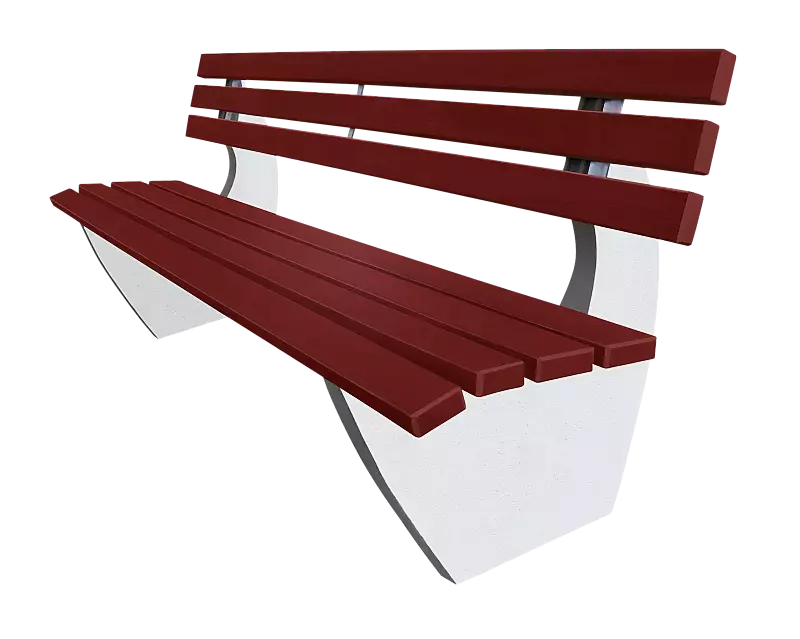 Sitzbank GENOVA mit Kambalaholzbelattung, lackiert in RAL 3011 braunrot