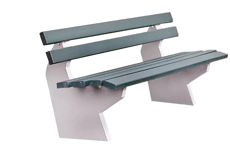 Sitzbank SICILIA mit Rückenlehne, Recycling-Kunststofflatten in grün ähnlich RAL 6005