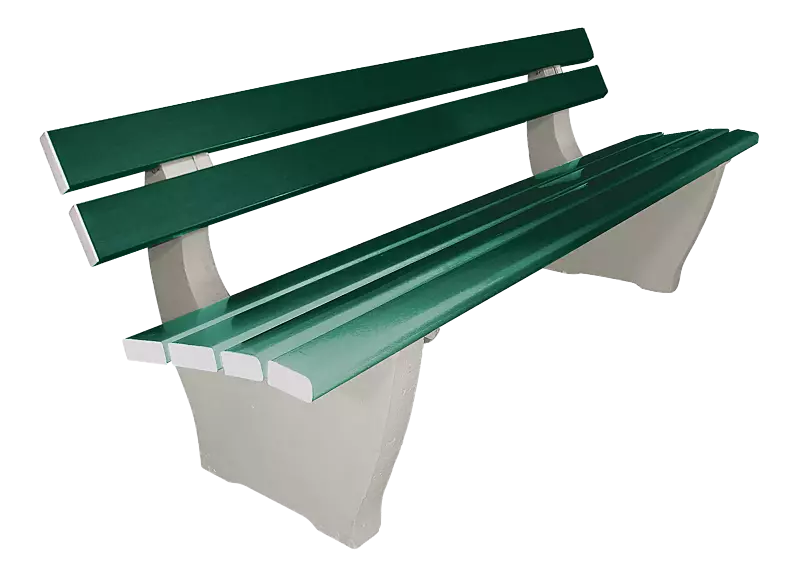 Sitzbank CATANIA, mit PVC-Kunststoffbelattung mit Holzeinlage, in grün ähnlich RAL 6005