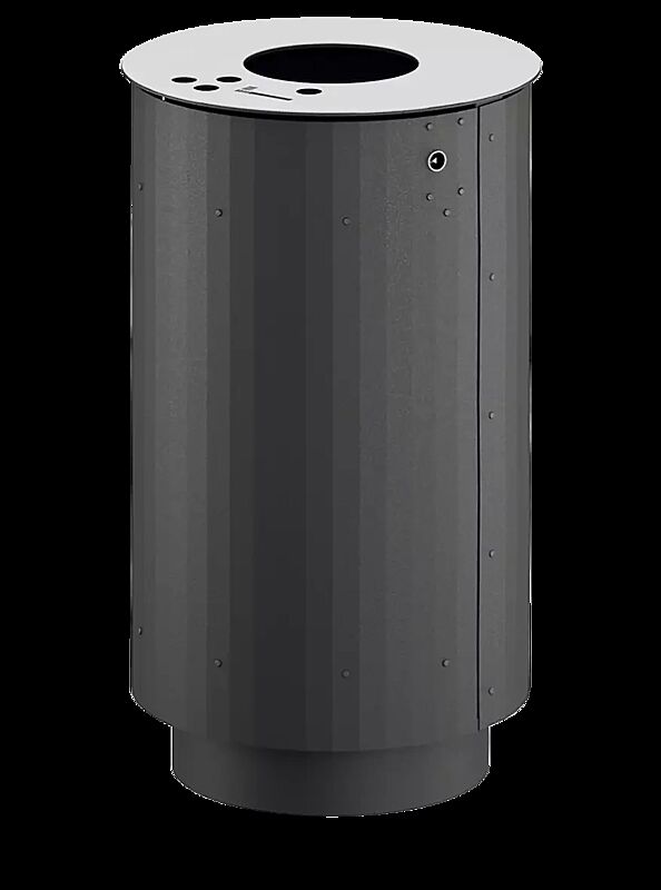 Abfallbehälter BEXHILL mit Ascher, 90 Liter, mit Sockel, in DB 703 eisenglimmer