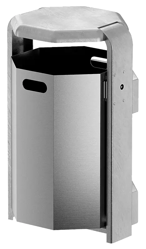 Abfallbehälter COVENTRY, 45 Liter, Behälter aus Aluminium, Rahmen aus Stahl, feuerverzinkt