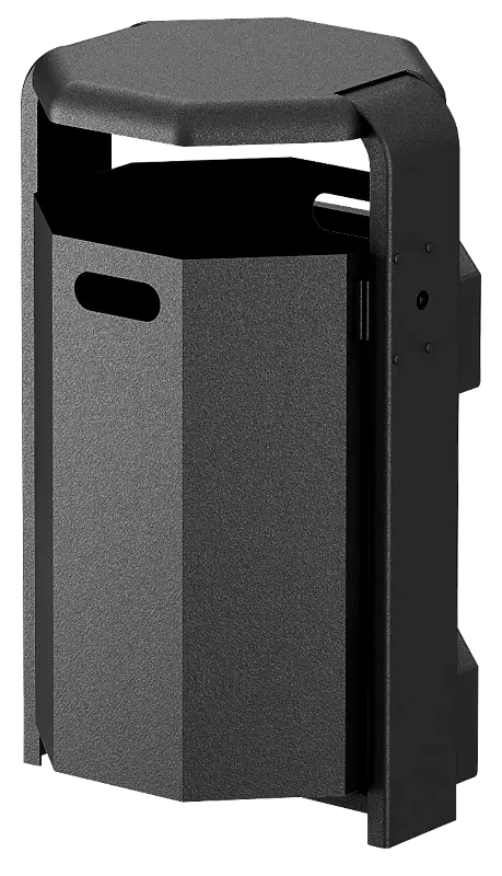 Abfallbehälter COVENTRY, 45 Liter, Behälter aus Stahl bzw. Aluminium, Rahmen aus Stahl, in RAL 7016 anthrazitgrau