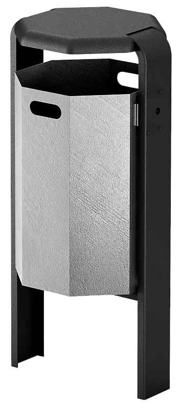 Abfallbehälter COVENTRY, 45 Liter, zum Einbetonieren, Behälter feuerverzinkt, Rahmen feuerverzinkt und pulverbeschichtet in RAL 7016 anthrazitgrau