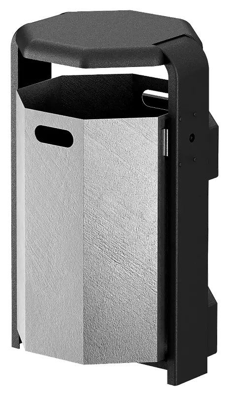 Abfallbehälter COVENTRY, 45 Liter, Behälter feuerverzinkt, Rahmen feuerverzinkt und pulverbeschichtet in RAL 7016 anthrazitgrau