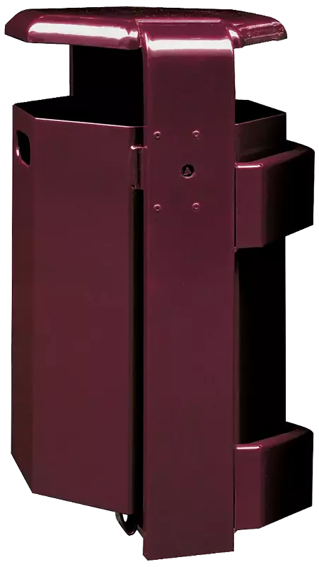 Abfallbehälter COVENTRY, zur Wandbefestigung, in RAL 3005 weinrot