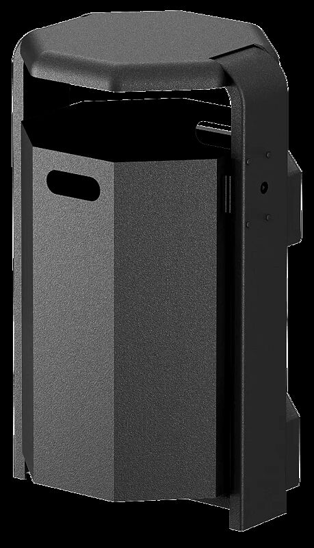 Abfallbehälter COVENTRY, 45 Liter, Behälter aus Stahl bzw. Aluminium, Rahmen aus Stahl, in RAL 7016 anthrazitgrau