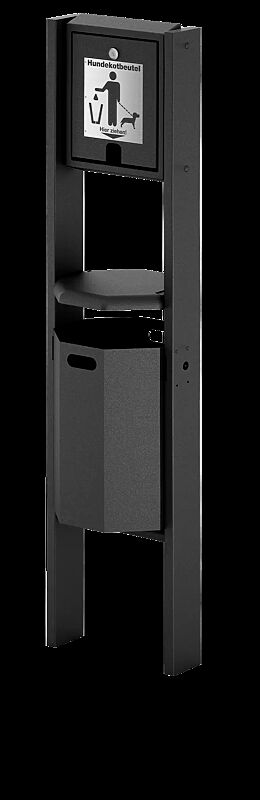Hundetoilette COVENTRY mit achteckigem Abfallbehälter, zum Einbetonieren, in RAL 7016 anthrazitgrau