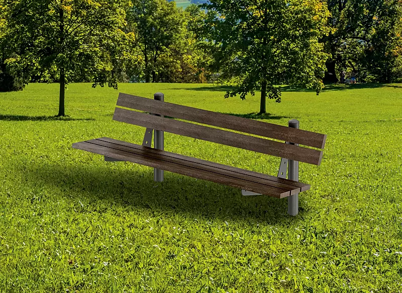 Sitzbank CORTONA mit Kunststoff-Recycling-Belattung, Stahlteile in RAL 7016 anthrazitgrau