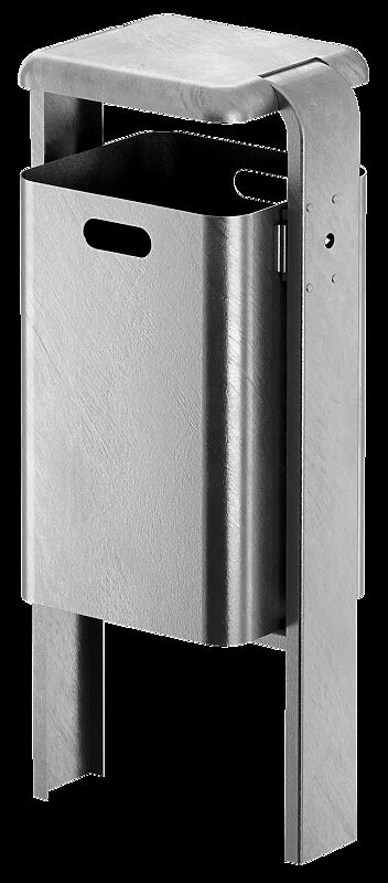 Abfallbehälter SHIPLEY, 40 Liter, zum Einbetonieren, Behälter und Rahmen aus Stahl, feuerverzinkt