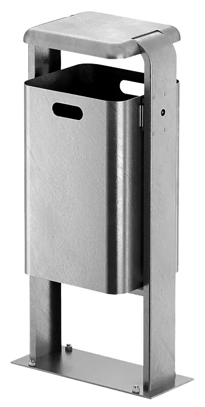 Abfallbehälter SHIPLEY, 40 Liter, zum Aufdübeln, Behälter und Rahmen aus Stahl, feuerverzinkt