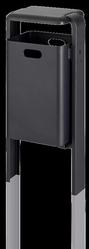 Abfallbehälter SHIPLEY, zum Einbetonieren, Behälter aus Aluminium bzw. aus Stahl, Rahmen aus Stahl, komplett in RAL 7016 anthrazitgrau