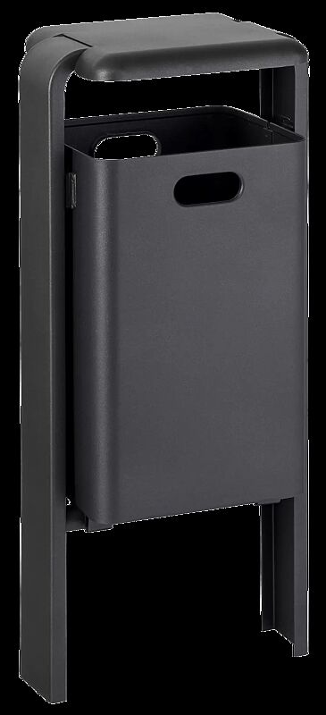 Abfallbehälter SHIPLEY, zum Einbetonieren, Behälter aus Aluminium bzw. aus Stahl, Rahmen aus Stahl, komplett in RAL 7016 anthrazitgrau