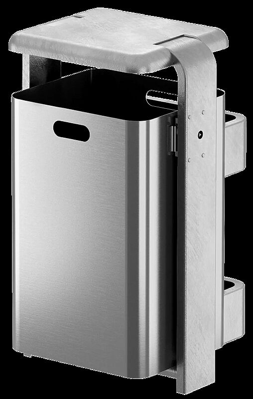 Abfallbehälter SHIPLEY, 60 Liter, Behälter aus Aluminium, Rahmen aus Stahl, feuerverzinkt