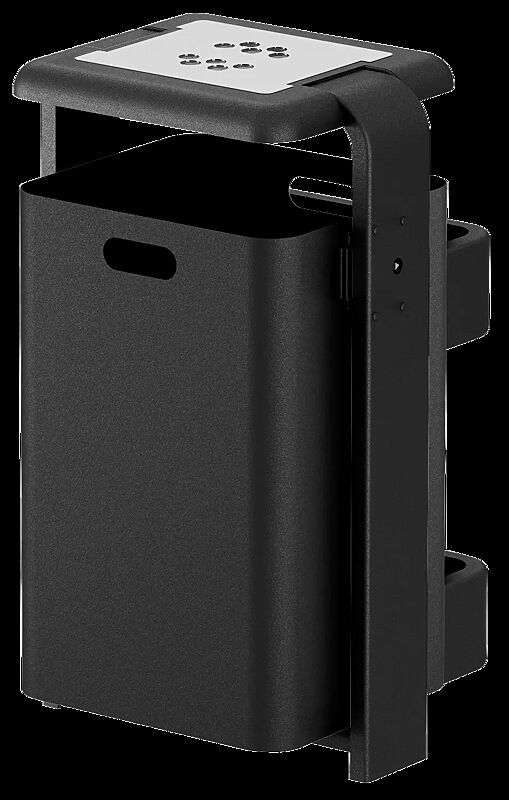 Abfallbehälter SHIPLEY mit Ascher, 60 Liter, Behälter aus Aluminium, Rahmen aus Stahl, in RAL 7016 anthrazitgrau