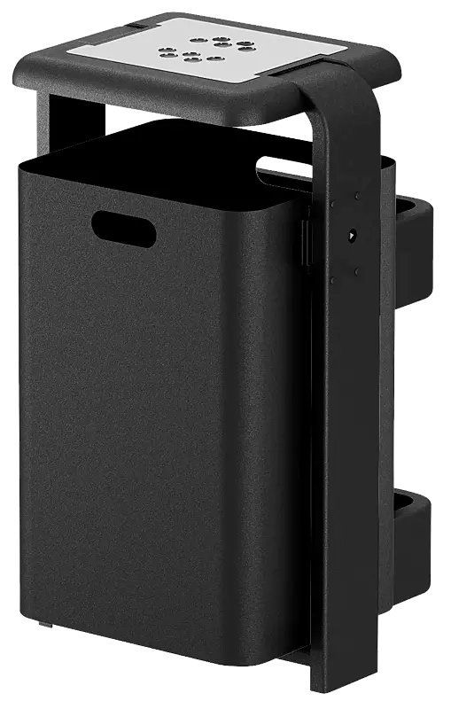 Abfallbehälter SHIPLEY mit Ascher, 60 Liter, Behälter aus Aluminium, Rahmen aus Stahl, in RAL 7016 anthrazitgrau