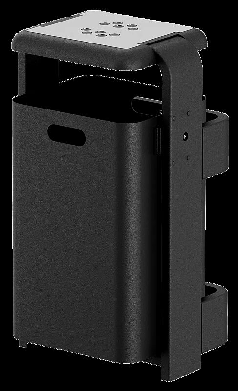 Abfallbehälter SHIPLEY mit Ascher, 40 Liter, Behälter aus Stahl bzw. Aluminium, Rahmen aus Stahl, in RAL 7016 anthrazitgrau