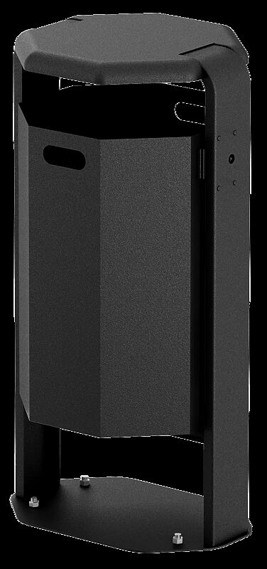 Abfallbehälter COVENTRY, 65 Liter, zum Aufdübeln, Behälter aus Aluminium, Rahmen aus Stahl, in RAL 7016 anthrazitgrau