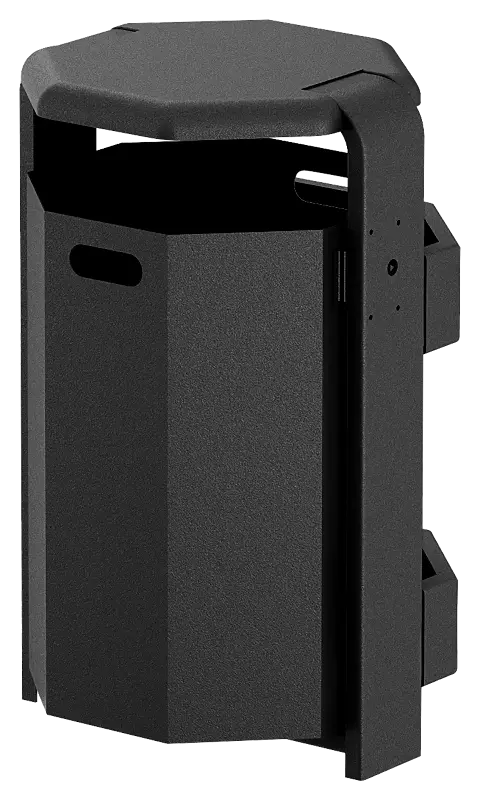 Abfallbehälter COVENTRY, 65 Liter, Behälter aus Aluminium, Rahmen aus Stahl, in RAL 7016 anthrazitgrau